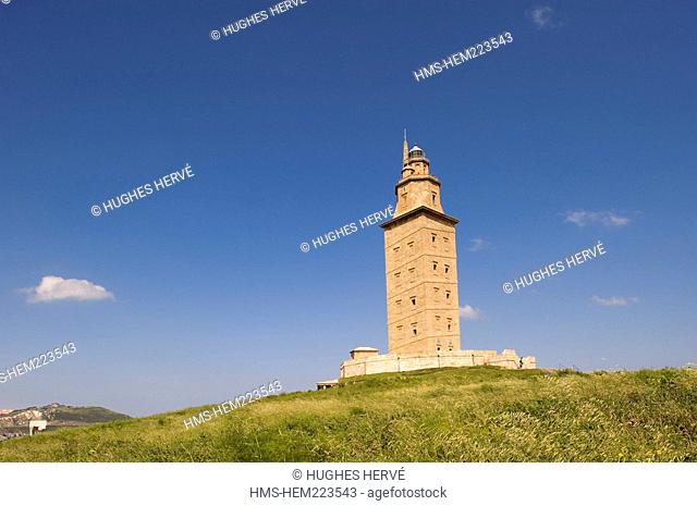 Spain, Galicia, La Coruna, Torre de Hercules Hercules Tower, Roman lighthouse