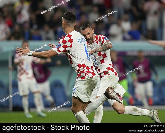 December 5th, 2022, Al Janoub Stadium, Doha, QAT, World Cup FIFA 2022, round of 16, Japan vs Croatia, in the picture Croatia's midfielder Ivan Perisic is happy...