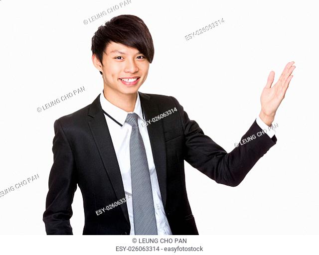 Businessman showing hand presentation