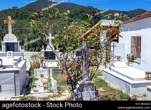 Cemetery near Vouniatades village on the Greek island of Corfu