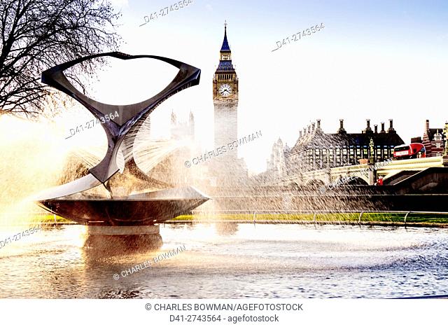 UK, England, London, Big Ben, Gabo's Fountain