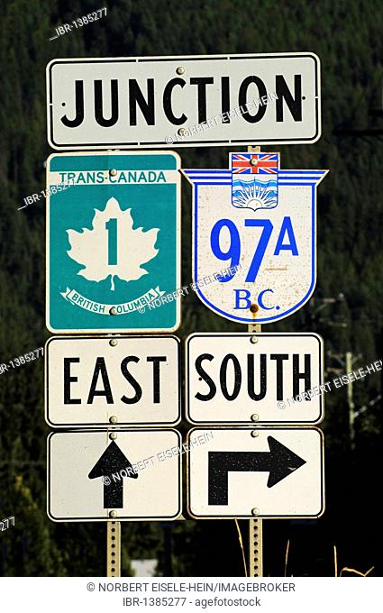 Road sign, Trans Canada Highway, British Columbia, Canada