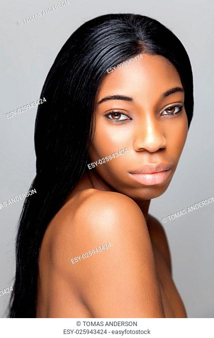 Young black beauty with perfect skin