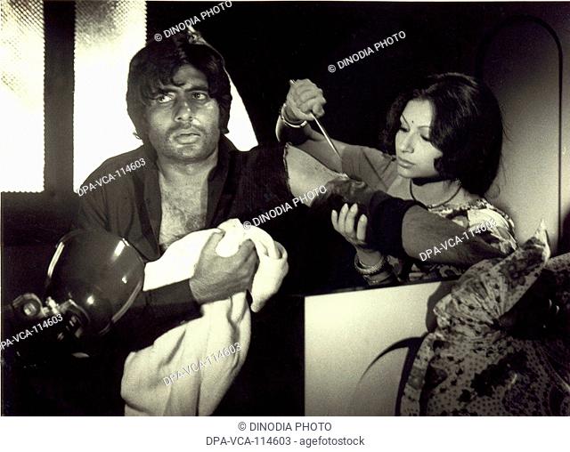 South Asian Indian Bollywood actor Amitabh bachchan and actress Sharmila Tagore in a film Faraar directed by Shankar Mukerjee , India NO MR