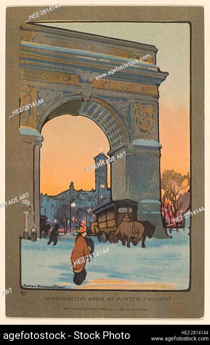Washington Arch at Winter Twilight, 1914. Creator: Rachael Robinson Elmer