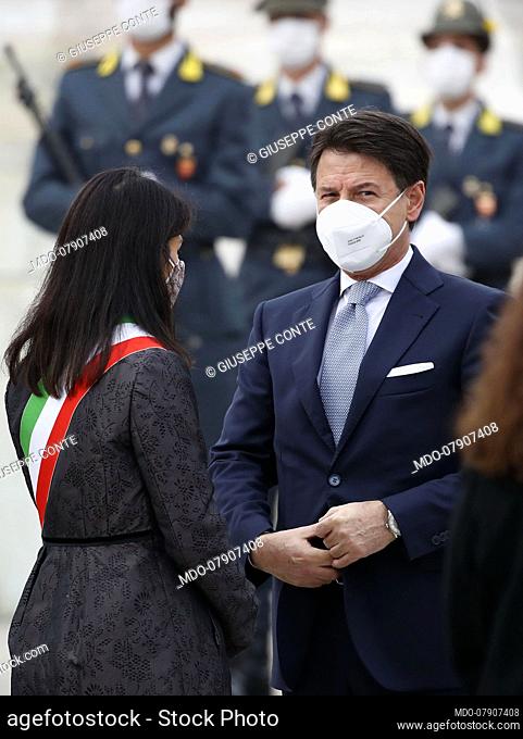 Prime Minister Giuseppe Conte and the Mayor of Rome Virginia Raggi attends to National Unity and Armed Forces Day celebrations