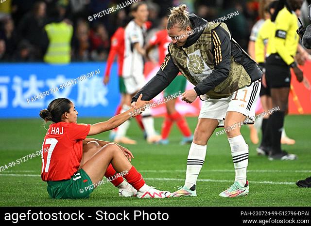 24 July 2023, Australia, Melbourne: Soccer, Women: World Cup, Germany - Morocco, Preliminary Round, Group H, Matchday 1, Melbourne Rectangular Stadium:...