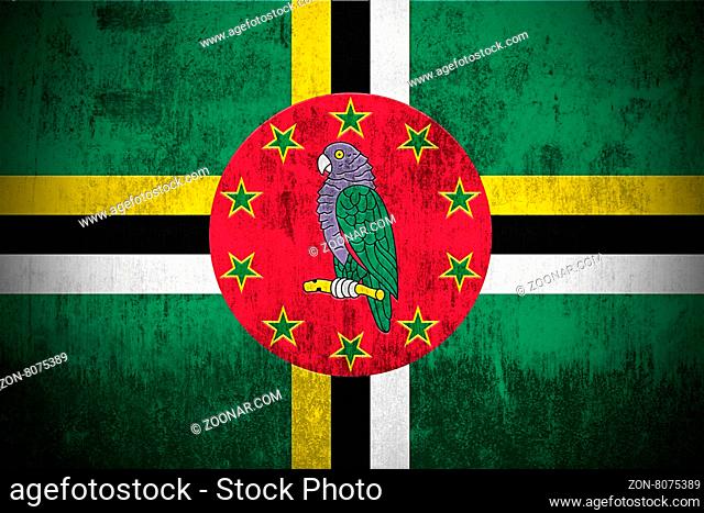 Weathered Flag Of Dominica, fabric textured