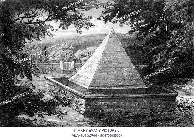 The pyramid-shaped tomb of Marguerite, countess of Blessington, Irish writer, photographed by her lover, the count d'Orsay