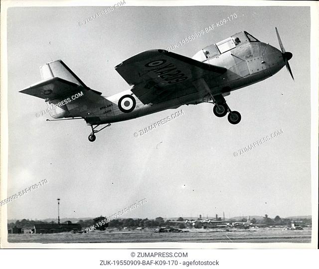 Sep. 09, 1955 - Farnborough Air-Display. A dress rehearsal was held today of the Society of British Aircraft Constructors' Flying display and exhibition - the...