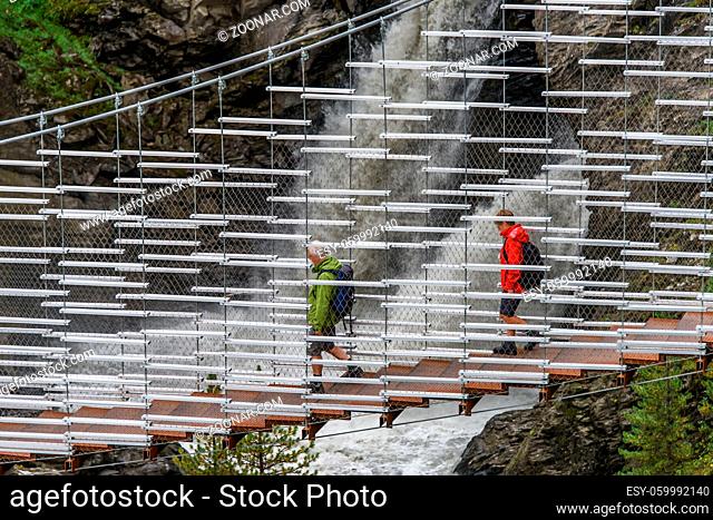 Modern bridge built on the Plima Canyon in Martelltal, South Tyrol