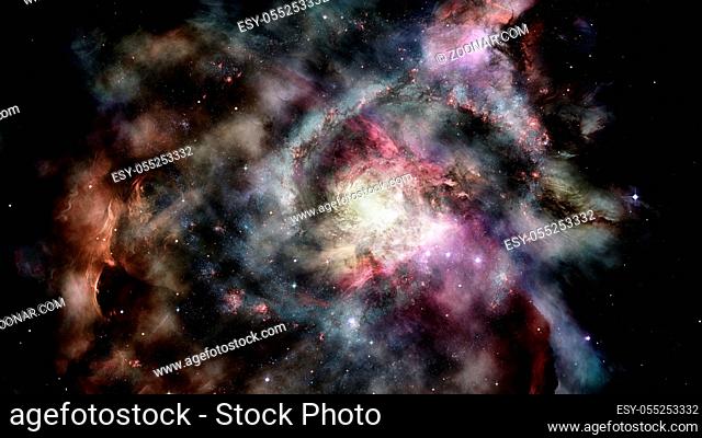 Space of night sky with nebula and stars. Elements of this image furnished by NASA