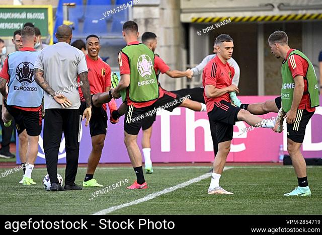 Belgium's players pictured during a training session of the Belgian national soccer team Red Devils, in Saint-Petersbourg, Russia, Friday 11 June 2021