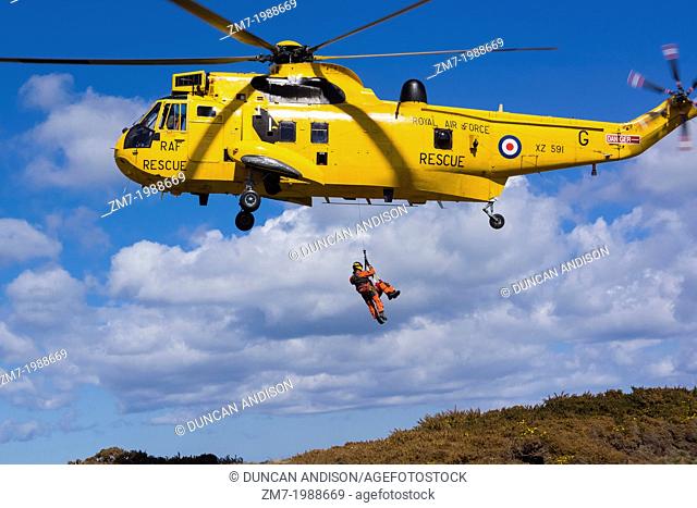 RAF Sea King and Rescue team out training on the Northumberland Coast
