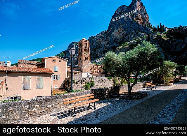 The Village of Moustiers-Sainte-Marie, Provence, France Europe, a colorful village in the Provence France