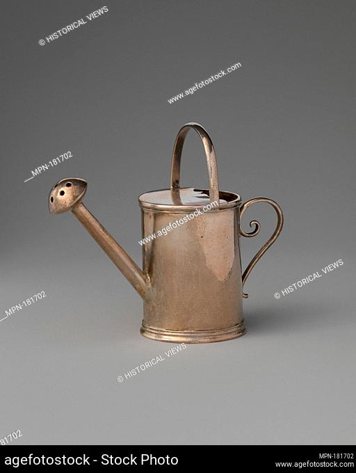 Miniature watering can. Artist: David Clayton (British, active 1689); Date: ca. 1720-30; Culture: British, London; Medium: Silver; Dimensions: 2 x 2 1/4 in