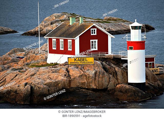 Lighthouse and keeper's house in Aelvfjord, Gothenburg, Sweden, Europe