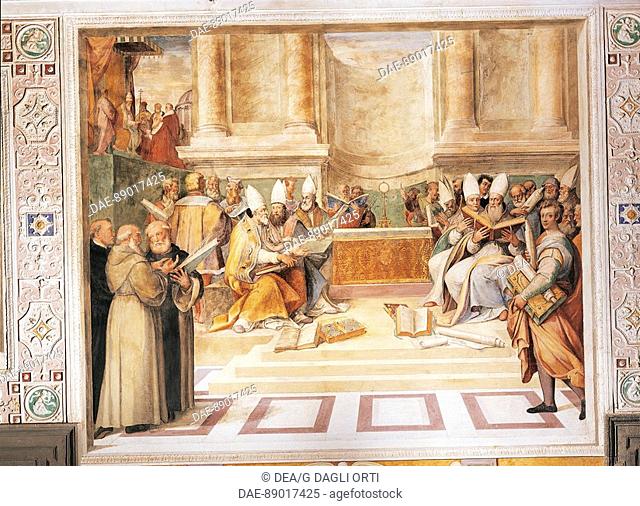 Council of Trent, fresco by the brothers Taddeo and Federico Zuccari, 1560-1566 in the Hall of Farnesina Magnificience of Palazzo Farnese, Caprarola