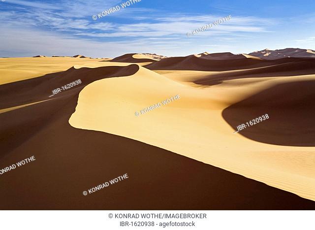 Sand dunes of the Libyan desert, Erg Murzuq, Libya, Sahara, North Africa, Africa