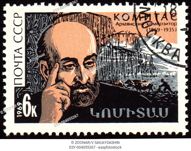 USSR - CIRCA 1969: post stamp printed in USSR and shows Armenian composer Komitas 1869-1935