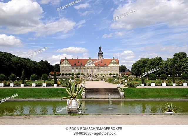 Castle with castle gardens, Renaissance, Hohenlohe, Main Tauber Kreis, Weikersheim, Baden-Wuerttemberg, Germany, Europe