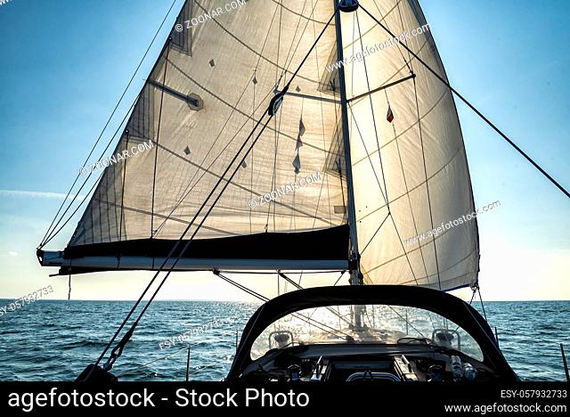 bow of a sailing yacht on the ocean