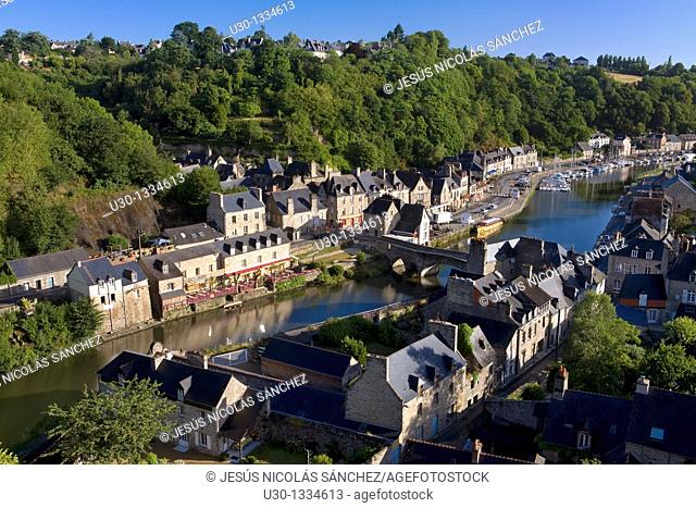 Overview of the old town of Dinan, in Cotes d'Armor department, Brittany  France