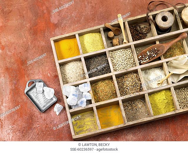 Spices in a compartment box