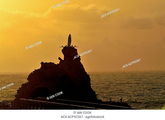 Rocher de la Vierge, Rock of the Virgin, Biarritz, Pyrénées-Atlantiques Department, Aquitaine, France