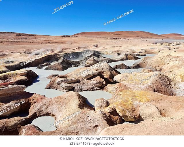 Bolivia, Potosi Departmant, Sur Lipez Province, Eduardo Avaroa Andean Fauna National Reserve, Landscape of the Geisers Sol de Manana
