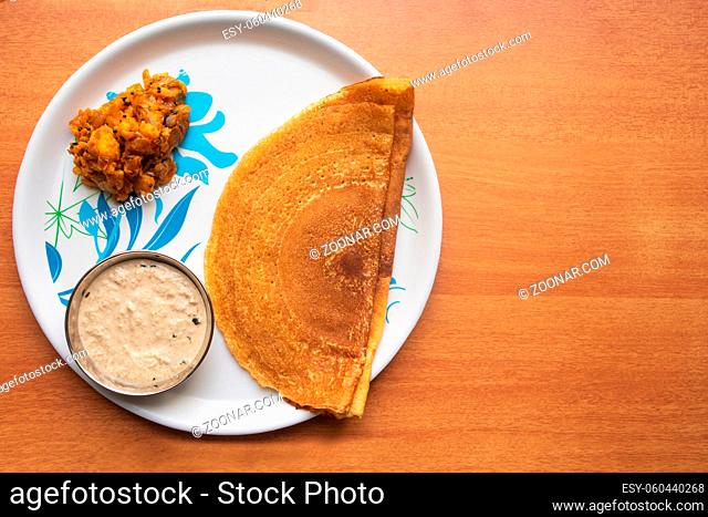 Maida Dosa with Coconut chutney and potato or aloo currey plate
