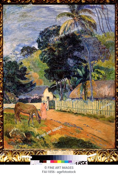Landscape. A Horse on a Road. Gauguin, Paul Eugéne Henri (1848-1903). Oil on canvas. Postimpressionism. 1899. State A. Pushkin Museum of Fine Arts, Moscow