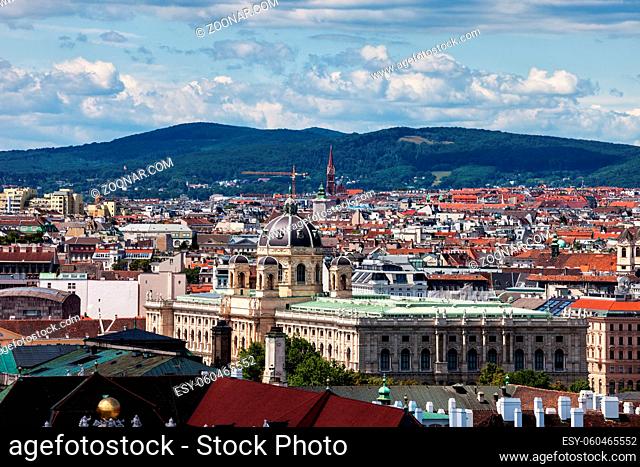 City skyline of Vienna in Austria, cityscape with Natural History Museum