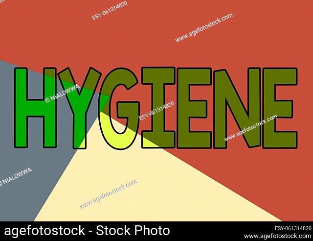 Text caption presenting Hygiene, Conceptual photo study of science of the establishment and maintenance of health Line Illustrated Backgrounds With Various...