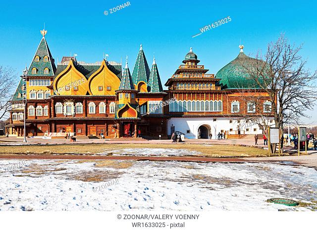 facade of Great Wooden Palace in Kolomenskoe