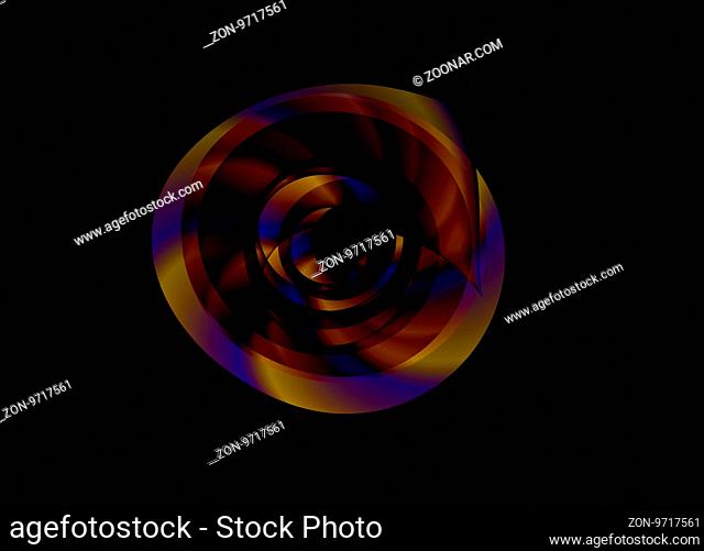 abstract red circular wavy smoke flame flower over black background
