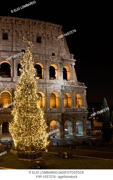 Colosseum at Christmas time, Rome, Latium, Italy