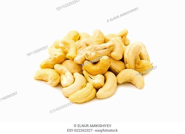 Cashew nuts isolated on the white background