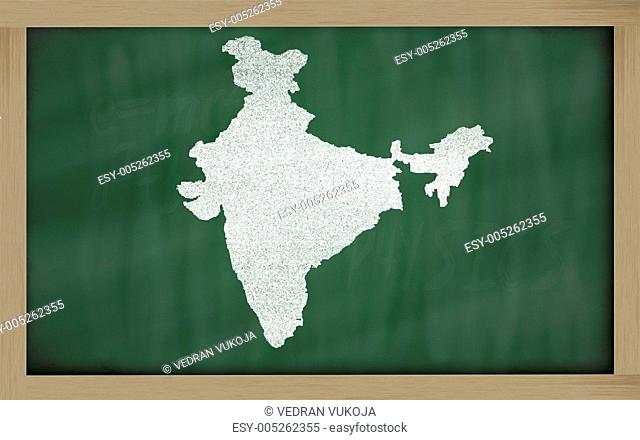outline map of india on blackboard