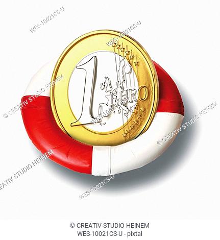 Euro coin in life preserver
