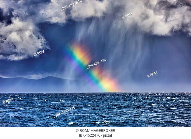 Rainbow over sea, Seltjarnarnes, Seltjarnarnesi, Island