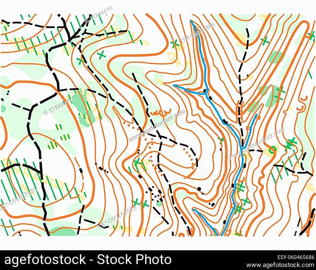 Detailed fragment of abstract vector topographic map