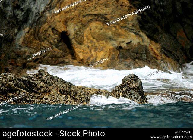 Surge at rocky coast, Costa Brava, Catalonia, Spain