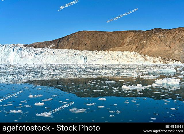 Eqi glacier with drift ice in the foreground, Disko Bay, West Greenland, Greenland, North America