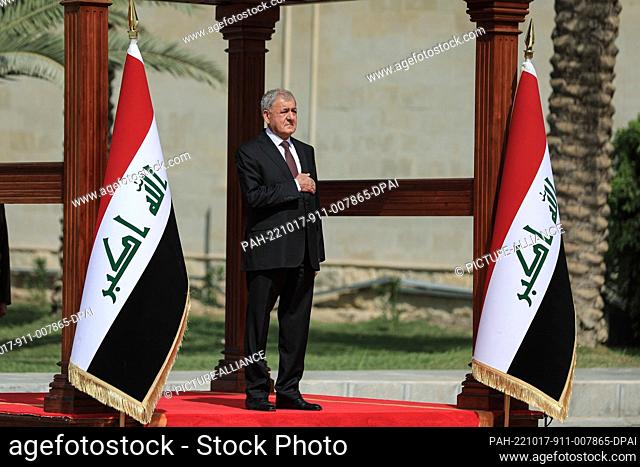 17 October 2022, Iraq, Baghdad: Abdul Latif Rashid attends his inauguration ceremony at Al-Salam Palace to take office as Iraq's new President
