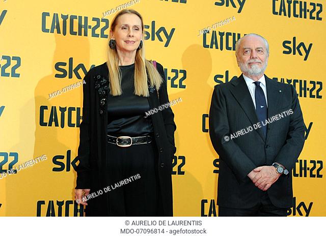 Italian film producer Aurelio De Laurentiis and his wife attend the premiere of the Sky TV serie Catch-22. Rome (Italy), May 13th, 2019