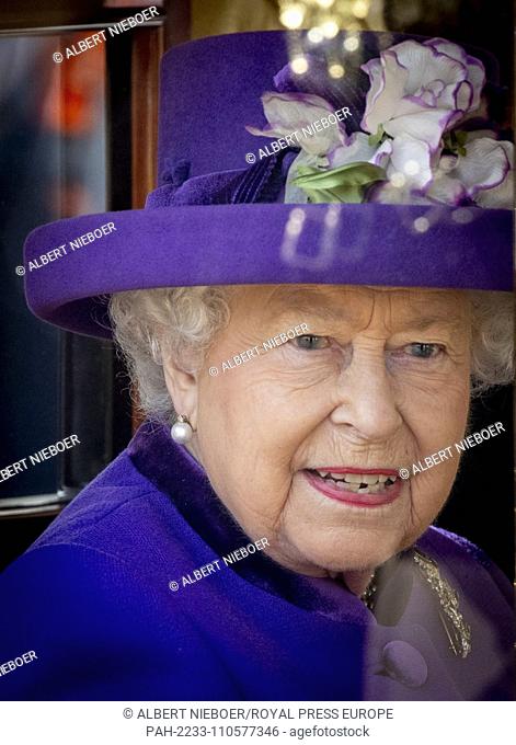 Queen Elizabeth at the Horse Guards Parade in Londen, on October 23, 2018, at the welcome ceremony on the 1st of a 2 days Statevisit to The United Kingdom