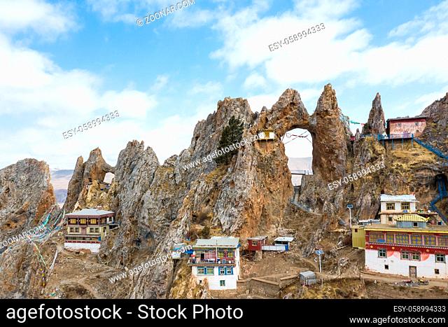 Zizhu mountain closeup, jagged rocks of grotesque shapes, Dingqing county, Qamdo prefecture, Tibet autonomous region, China