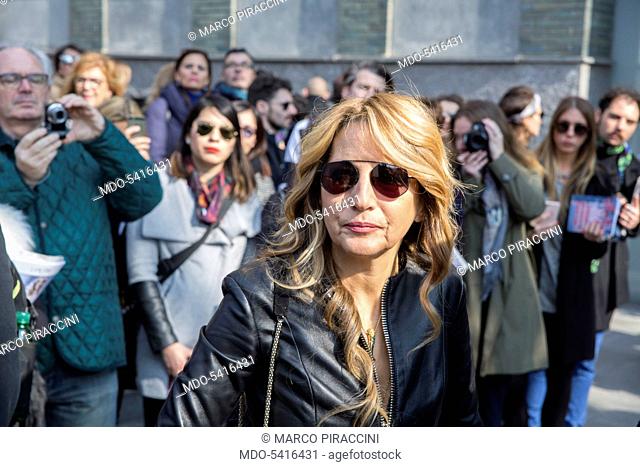 Italian singer and television host Jo Squillo (Giovanna Coletti) during the last day of the Milan Fashion Week F/W 2017/2018