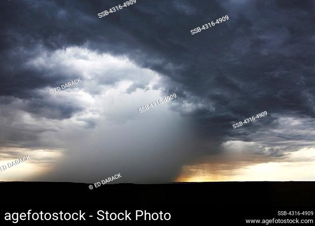 Powerful thunderstorm sweeps curtains of rain across eastern plains of Colorado